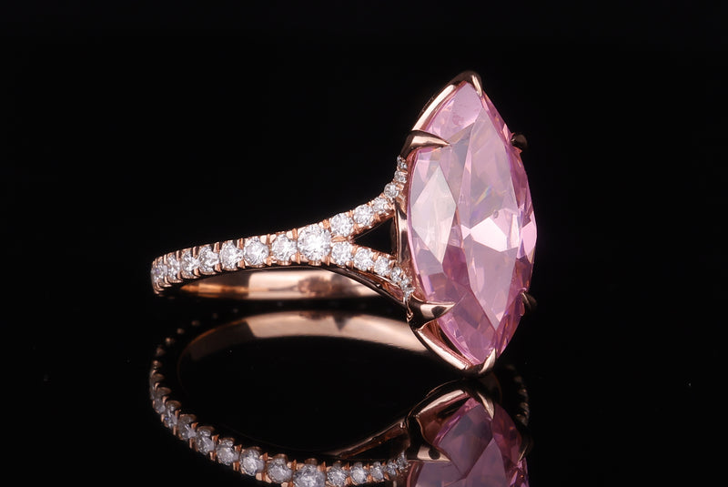 Pink Diamond Marquise Split Shank — Marquise cut engagement ring by Diamond Touch Toronto